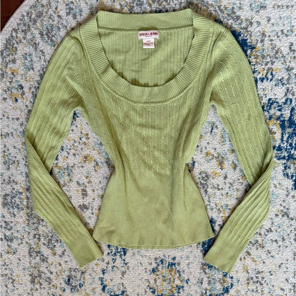 Y2k 2000s Guess Jeans Knit Baby Green Sweater